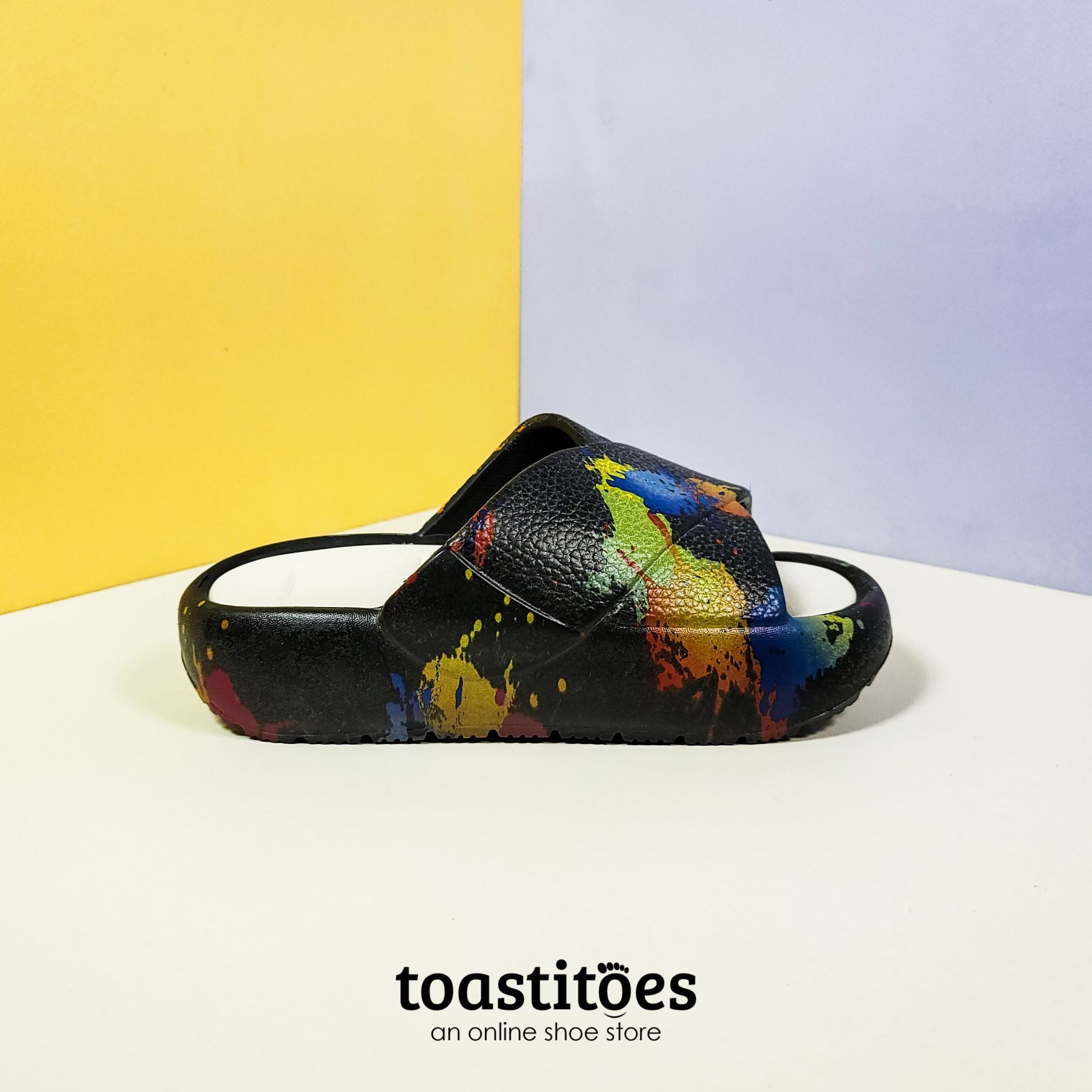 Eva Thick Sole Printed Slippers Black - toastitoes 