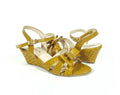 Bow Tie Ankle Strap Wedges Mustard Color - toastitoes 