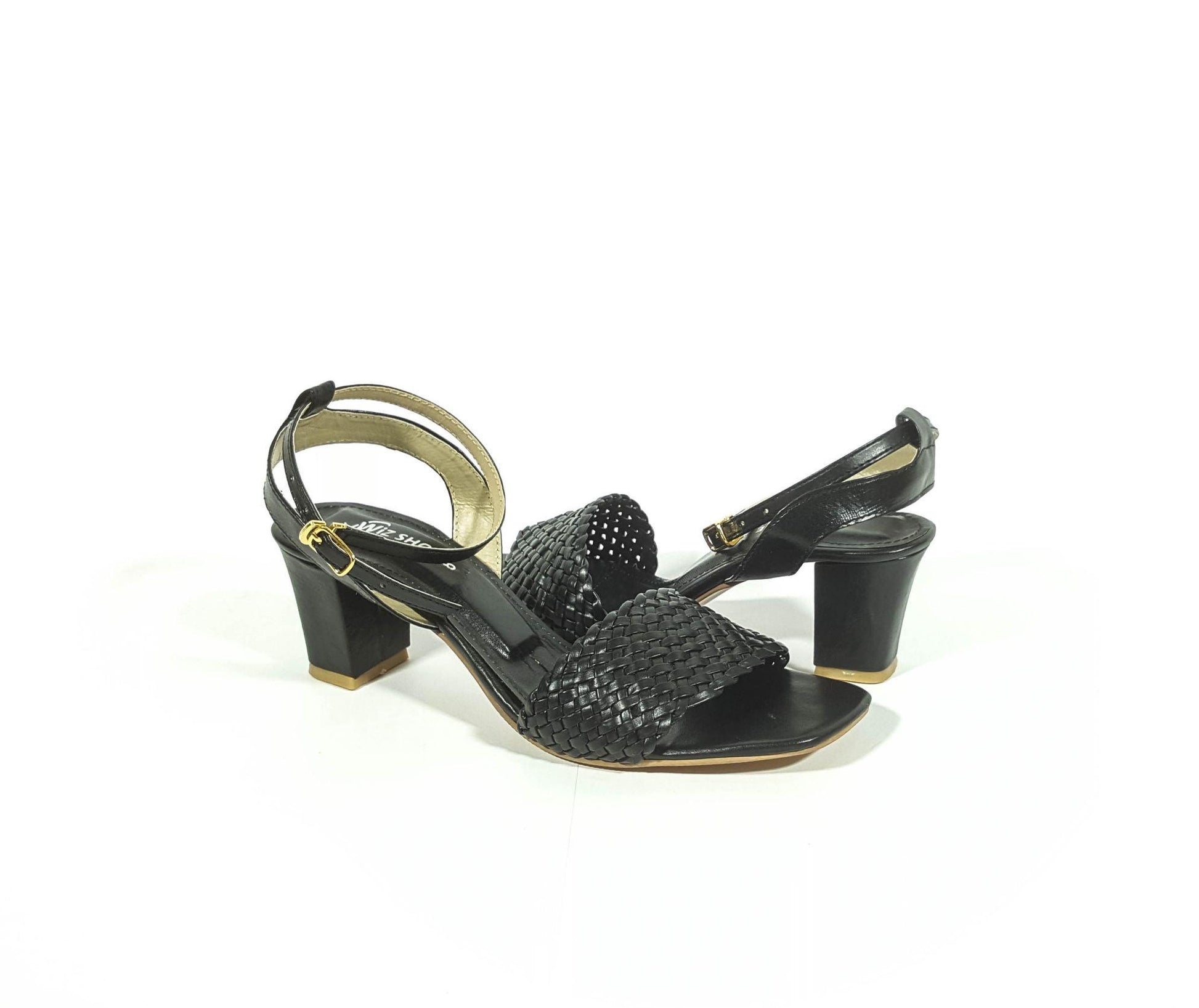 Celtic Knot Band Block Heel Sandals Black Color - toastitoes 